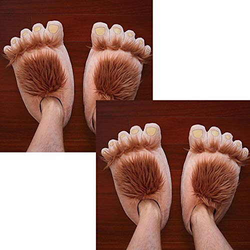 1 par de zapatillas de felpa monstruo Aventura de la novedad de invierno pies grandes zapatillas creativo Bigfoot zapatos calientes Pies invierno Hobbit zapatos de interior para adultos de los niños