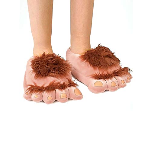 1 par de zapatillas de felpa monstruo Aventura de la novedad de invierno pies grandes zapatillas creativo Bigfoot zapatos calientes Pies invierno Hobbit zapatos de interior para adultos de los niños