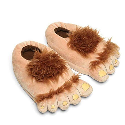 1 par de zapatillas de felpa monstruo Aventura de la novedad de invierno pies grandes zapatillas creativo Bigfoot zapatos calientes Pies invierno Hobbit zapatos de interior para adultos de los niños