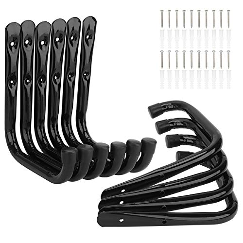 10 ganchos de escalera de almacenamiento de garaje resistentes, 17 cm pipabiba montaje en pared de acero para bicicletas (19 cm x 17 cm)