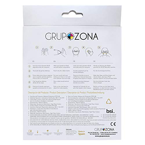 10 uds. Mascarillas FFP2 blancas homologadas y fabricadas en España CE 2797, filtrado de 5 capas - GrupoZona - Mascarilla ffp2 protección respiratoria