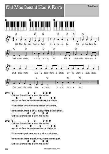 100 canciones infantiles para teclado, melodías populares a Hits de películas y TV, libro de canciones con colorido clip en forma de corazón