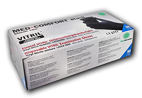 100 guantes desechables de nitrilo en caja dispensadora, color negro, talla L