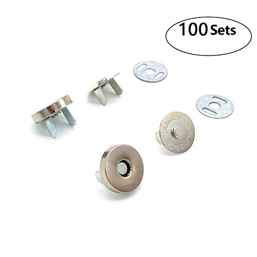 100 juegos de 14 mm de tono plateado botones magnéticos broches a presión para bolso monederos bolsos ropa de cuero costura artesanía DIY
