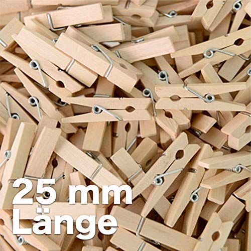 100x mini clip de madera - pinzas fotos decoracion tamaño 25 mm mini clips pinzas para la ropa pinzas de madera de madera auténtica (100x)