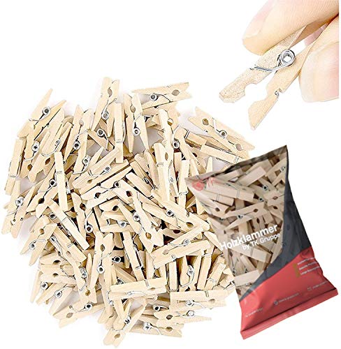100x mini clip de madera - pinzas fotos decoracion tamaño 25 mm mini clips pinzas para la ropa pinzas de madera de madera auténtica (100x)