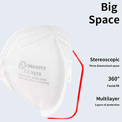 10X FFP3 mascarilla de protección de la Salud mascarilla, mascarilla de respiratoria, mascarilla para Adultos protección Facial Boca-Nariz con Tela