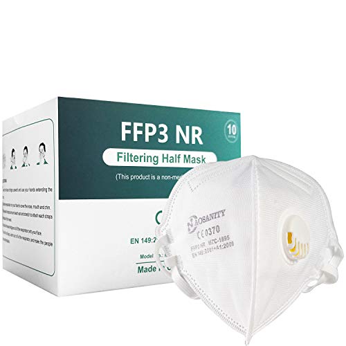 10X FFP3 mascarilla de protección de la Salud mascarilla, mascarilla de respiratoria, mascarilla para Adultos protección Facial Boca-Nariz con Tela