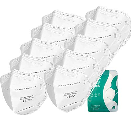 10X Mascarilla FFP3(empaquetada individualmente)sin válvula-mascarilla protectora mascarilla bucal,respirador,mascarillas antipolvo,Máscaras antipolvo plegables,estándar EN149:2001+A1:2009