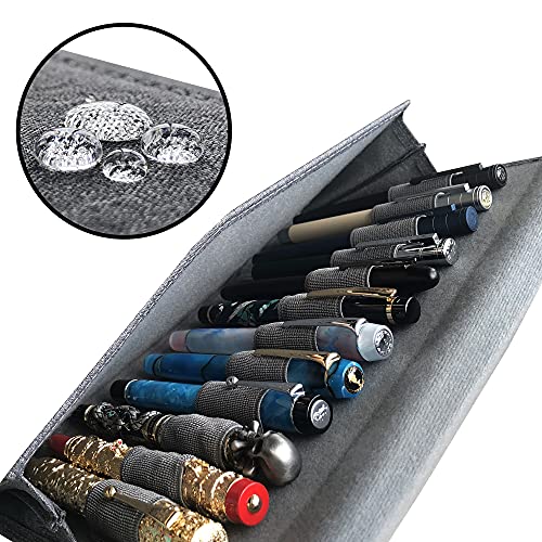 12 Estuche para Pluma Estilografica and Bolígrafo / 12 Lona Impermeable Gris Estuche para Pluma Estilografica