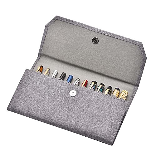 12 Estuche para Pluma Estilografica and Bolígrafo / 12 Lona Impermeable Gris Estuche para Pluma Estilografica