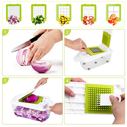 12 Piezas Cortador de Verdura Mandolina de Verduras Multifuncional Mandolina de Cocina Slicer Espiral Rallador de Cuchillas Acero Inoxidable, Pelador