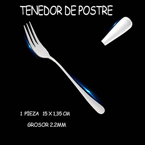 12 Tenedores Postre Acero INOX y acabado brillante. Colección Minimal (Tenedor de Postre)
