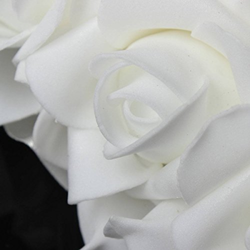 15 x 13 cm, Color Blanco romántico Rosa, Caja de Anillo de Boda con Forma de corazón Rosa, Almohadilla para Anillo de Boda con Elegante Flora de satén para joyería, Accesorios de Boda