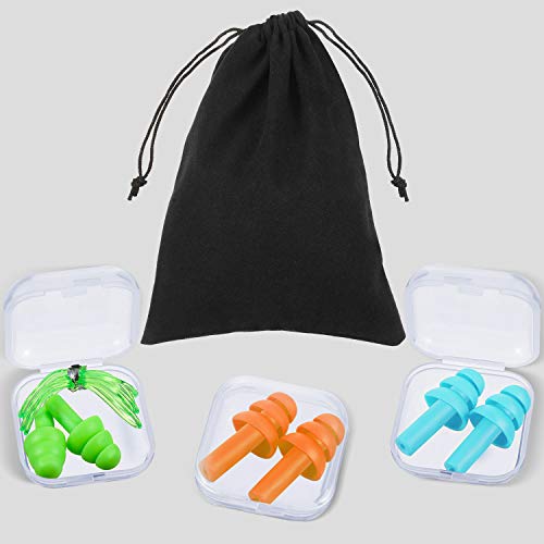 16 Pares Tapones de Oídos de Silicona Suaves Impermeables Tapones de Oídos de Reducción de Ruido de Color Reutilizables con Bloqueo de Sonido con Caja para Aviones Concierto Dormir, 9 Colores