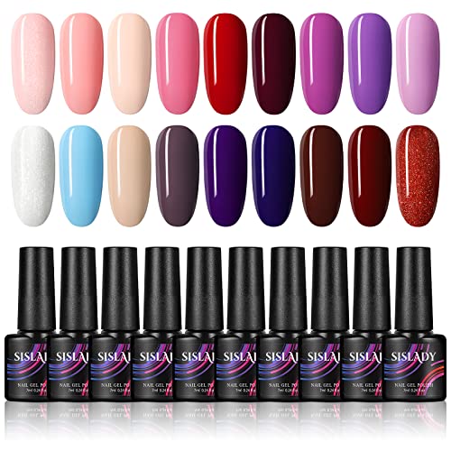 18 PCS Esmalte de Uñas Semipermanentes Set de Uñas Pintauñas Manicura Semipermanente Set de Colores de Esmalte de Gel Soak off 7ML para Manicura Pedicura