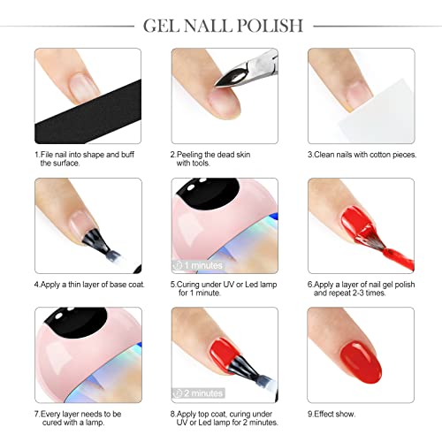 18 PCS Esmalte de Uñas Semipermanentes Set de Uñas Pintauñas Manicura Semipermanente Set de Colores de Esmalte de Gel Soak off 7ML para Manicura Pedicura