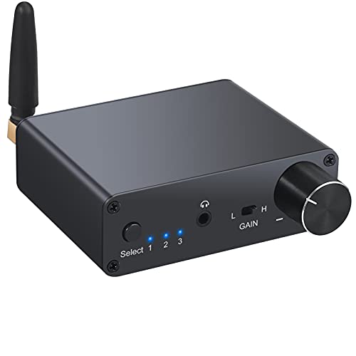 192 kHz Convertidor Digital Optico a Analógico RCA con Receptor Bluetooth V5.0 Amplificador de Auriculares 16-300Ω Soporta PCM/LCM Control de Volumen con Enchufe