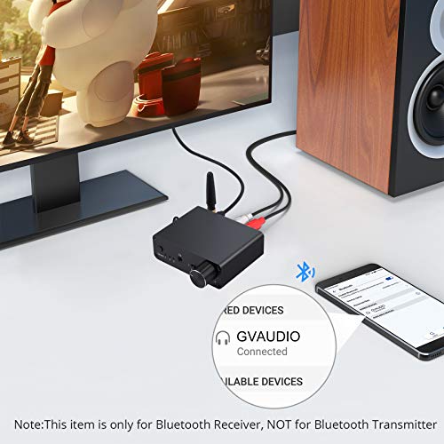 192 kHz Convertidor Digital Optico a Analógico RCA con Receptor Bluetooth V5.0 Amplificador de Auriculares 16-300Ω Soporta PCM/LCM Control de Volumen con Enchufe