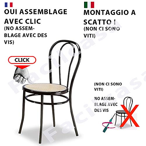 2 Asientos Redondos Blanco de Plástico de Repuesto para Sillas de Cocina Thonet. Silla de Cocina Bistró de Metal. Paja de Viena. Instalación a Presión + Manual de Mantenimiento. Diámetro 40cm