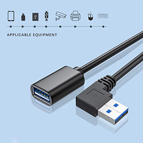 2 cables USB 3.0 macho a hembra de extensión de datos de 30 cm izquierda y derecha de 90 grados de conector de codo convertidor de 5 Gbps velocidad de transferencia