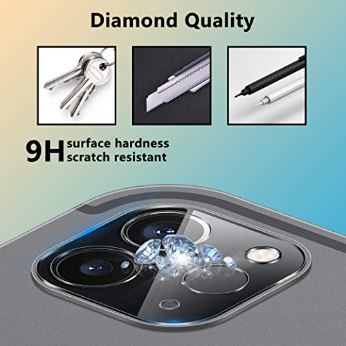 [2 Pack] UniqueMe Protector de Lente de cámara Compatible con iPad Pro 2021/2020 (11/12.9 pulgadas) Cristal Templado, Protector de Pantalla [9H Dureza ] [Sin Burbujas] Cristal HD Vidrio Templado