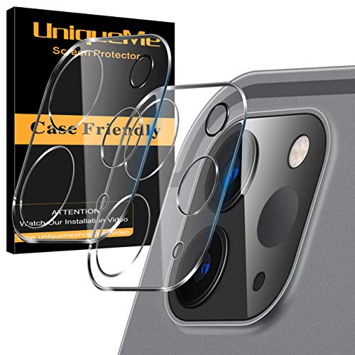 [2 Pack] UniqueMe Protector de Lente de cámara Compatible con iPad Pro 2021/2020 (11/12.9 pulgadas) Cristal Templado, Protector de Pantalla [9H Dureza ] [Sin Burbujas] Cristal HD Vidrio Templado