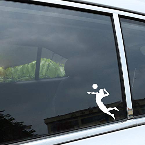 2 pegatinas de vinilo para coche, diseño de jugador de voleibol, deportes, niña, playa, coche, 11 x 15, 8 cm, color negro