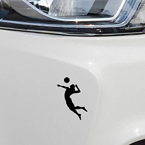 2 pegatinas de vinilo para coche, diseño de jugador de voleibol, deportes, niña, playa, coche, 11 x 15, 8 cm, color negro