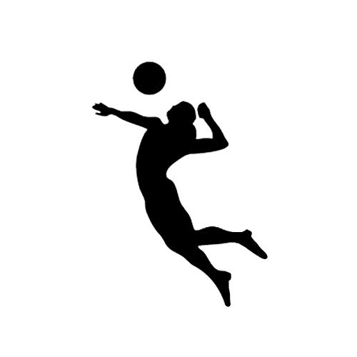 2 pegatinas de vinilo para coche, diseño de jugador de voleibol, deportes, niña, playa, coche, 11 x 15, 8 cm, color negro