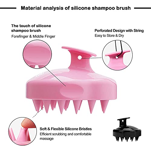 (2 piezas) cepillo de silicona para champú, masajeador de cuero cabelludo, cepillo de silicona suave para el cuero cabelludo, adecuado para cabello húmedo o seco