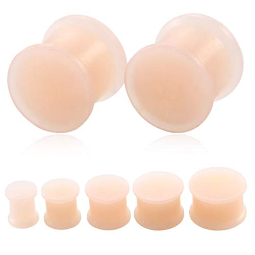 2 piezas de piel de silicona tapones for los oídos Túneles Piercings flexible pendiente Medidores de oído de la joyería Las camillas de silicona Túneles expansores Cuerpo Durable ( Metal color : 3mm )