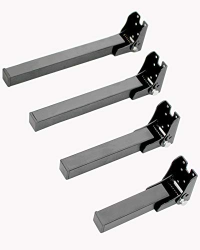 2 Piezas Patas Plegables para Somier, Patas Plegables Metalicas para Mesa, Patas Plegables para Sofá, H 14～40cm (Negro, H 40cm）