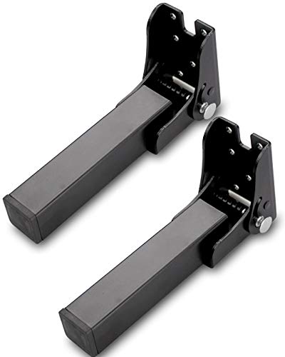 2 Piezas Patas Plegables para Somier, Patas Plegables Metalicas para Mesa, Patas Plegables para Sofá, H 14～40cm (Negro, H 40cm）