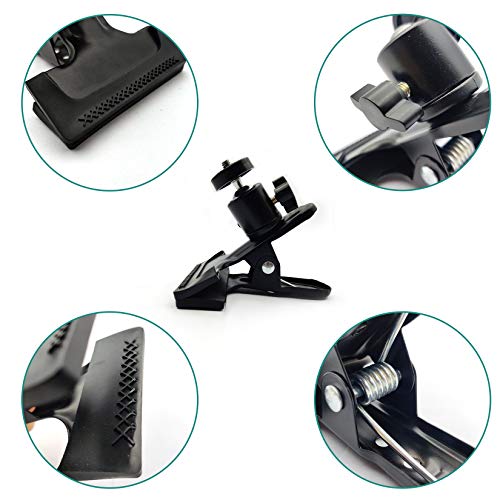 2 Piezas Pinzas con Rótula de Bola para Flash de Fotografía, Soporte para Cámara, Flash Reflector Soporte Clips, Trípode para Cámara, Primavera Abrazadera con Cabezal Giratorio de 360º