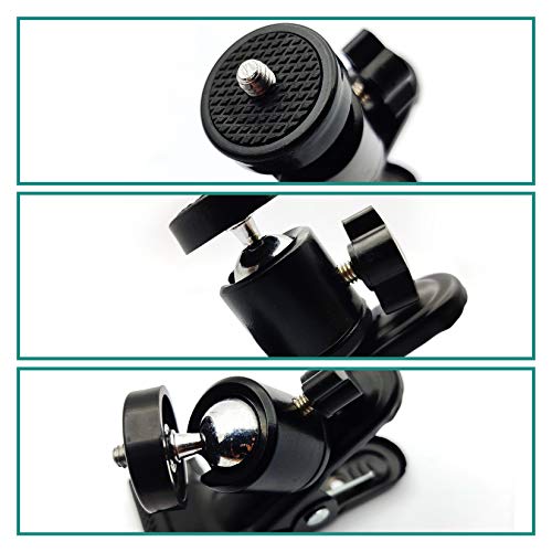 2 Piezas Pinzas con Rótula de Bola para Flash de Fotografía, Soporte para Cámara, Flash Reflector Soporte Clips, Trípode para Cámara, Primavera Abrazadera con Cabezal Giratorio de 360º