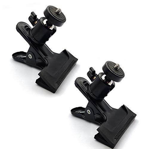 2 Piezas Pinzas con Rótula de Bola para Flash de Fotografía, Soporte para Cámara, Flash Reflector Soporte Clips, Trípode para Cámara, Primavera Abrazadera con Cabezal Giratorio de 360º
