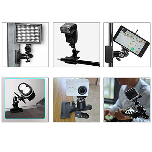 2 Piezas Pinzas con Rótula de Bola para Flash de Fotografía, Soporte para Cámara, Flash Reflector Soporte Clips, Trípode para Cámara, Primavera Abrazadera con Cabezal Giratorio de 360º