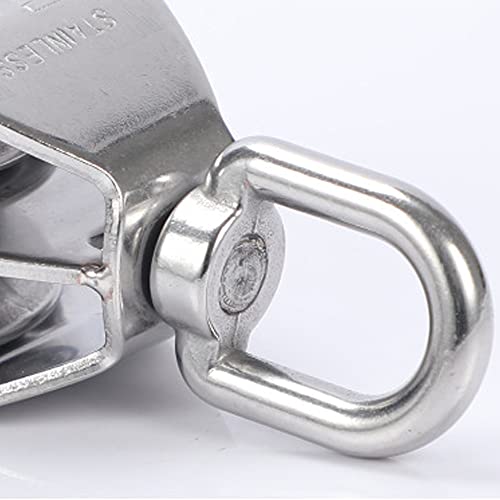 2 Piezas PoleaDoble,Polea de Acero Inoxidable,Bloque de Polea,Rueda de Polea de Acero Inoxidable,Rueda Doble Polea,Elevación,Polea Conductora de Alambre,Rueda de Tracción,Polea de Cable Metálico