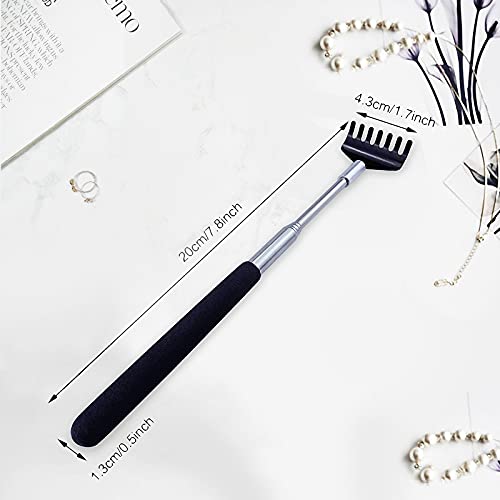 2 Piezas Rascador Trasero,Portátil Rascador Espalda, Back Scratcher Massager con la manija Telescópico,Acero Inoxidable Back Massager Tool 20-68cm,Negro.