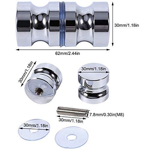 2 piezas Tirador de la Puerta de Vidrio de la Ducha,Pomo de Acero inoxidable Sólido,Pomos de Repuesto para Puertas de Cristal,Manija para Accesorios de Bloqueo de Baño en Casa