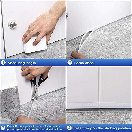 2 rollos Tira de Sellado, Burlete puerta, Burlete bajo Puerta Burlete Autoadhesivo de Goma de Silicona, Anti-polvo/anti-ruido/anti-bug de sellado a prueba, Transparente(5m/25mm)