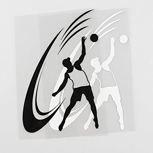 2 unids coche adhesivo deportivo jugador de voleibol para aficionados a los deportes negro/plata pegatinas 10 9x16 3cm-negro
