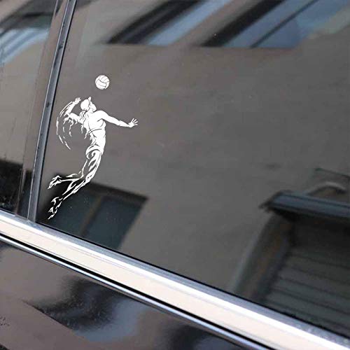 2 unids etiqueta engomada del coche jugador de voleibol deportes chica mujer decoración vinilo coche styling etiqueta negro/plata interesante 10. 2cm * 17cm-plata