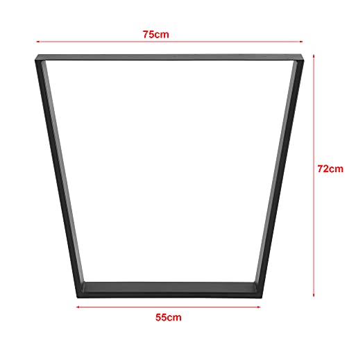 2 x Conjunto de Patas de Mesa 55-75 x 72 cm Set de 2X Patas de Mesa Acero Patas de los Muebles Soporte para Mesa de Comedor Armazón de Mesa con protección para Suelo Negro Mate