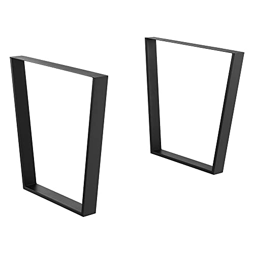 2 x Conjunto de Patas de Mesa 55-75 x 72 cm Set de 2X Patas de Mesa Acero Patas de los Muebles Soporte para Mesa de Comedor Armazón de Mesa con protección para Suelo Negro Mate