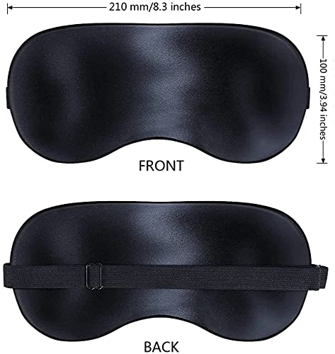 2 x máscara de sueño, máscara de dormir de sedabloquea la luz de dormir máscara para los ojos para mujeres y hombres(negro)