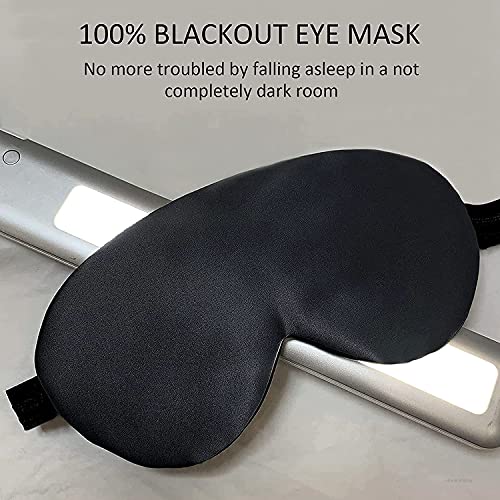 2 x máscara de sueño, máscara de dormir de sedabloquea la luz de dormir máscara para los ojos para mujeres y hombres(negro)