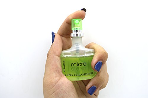 2 x Spray Limpia Gafas con Microfibra, Kit de Viaje y de Bolsillo, Limpiador Óptico Sin Alcohol y con Aroma, 2 x 20 ml (1 x Limón 1 x Manzana)