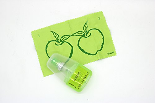 2 x Spray Limpia Gafas con Microfibra, Kit de Viaje y de Bolsillo, Limpiador Óptico Sin Alcohol y con Aroma, 2 x 20 ml (1 x Limón 1 x Manzana)